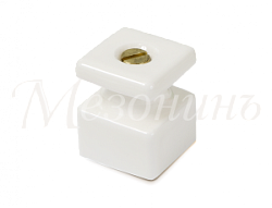 Изолятор фарфоровый квадратный в комплекте с саморезами, для монтажа витой электропроводки, размеры: GE80027-01