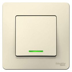 Выключатель 1-кл. СП Blanca 6А IP20 (сх. 1) 250В с подсветкой молочн. SE BLNVS006112 1210291