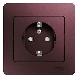 Розетка 1-м СП Glossa 16А IP20 250В с заземл. защ. шторки в сборе баклажан. SE GSL001144 454432