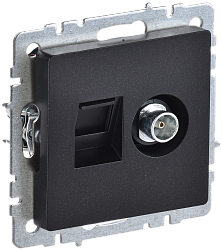 BRITE Розетка двойная TV+RJ45 кат.5E РТВ/РК12-БрЧ черный IEK BR-AK20-1-K02