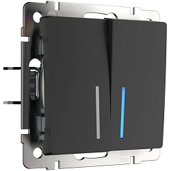 Выключатель двухклавишный с подсветкой (черный матовый) Werkel W1120108