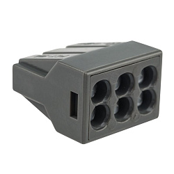 Экспресс-клемма с пастой СМК 773-306, 6-проводная до 2,5 мм², серая (50 шт/уп) REXANT 07-3060