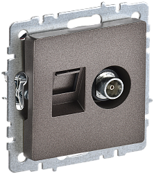 BRITE Розетка двойная TV+RJ45 кат.5E РТВ/РК12-БрТБ темная бронза IEK BR-AK20-1-K45