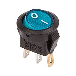 Выключатель клавишный круглый 250V 3А (3с) ON-OFF синий с подсветкой Micro (RWB-106, SC-214) REXANT 36-2531