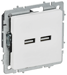 BRITE Розетка USB A+A 5В 3,1А РЮ10-1-БрАБ арктический белый IEK BR-U21-D31-K91