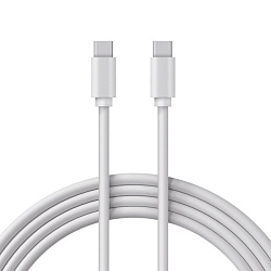 Кабель Type-C - Type-C, 3А, 45Вт, 1м, ПВХ, белый, Power Delivery REXANT 18-1830