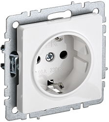 BRITE Розетка 1-местная с заземлением без защитных шторок 16А РС11-1-0-БрБ белый IEK BR-R11-16-K01