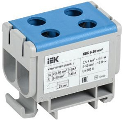 Клемма вводная силовая КВС 6-50мм2 2х-рядная синяя IEK YZN13-050-K07