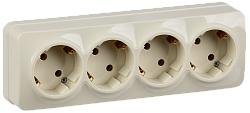GLORY Розетка 4-местная для открытой установки с заземлением без защитных шторок 16А РС24-3-ХК кремовый IEK ERH41-K33-16