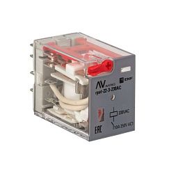 Реле промежуточное с кнопкой и мех. Индикацией RPAt 22/3 10A 230В AC EKF rpat-22-3-230AC