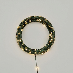 Гирлянда светодиодная Роса с контроллером 20м, 200LED, ТЕПЛЫЙ БЕЛЫЙ, IP20, 230В, зеленый провод NEON-NIGHT 303-266