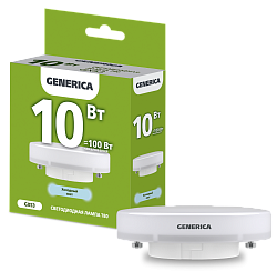 Лампа светодиодная T80 таблетка 10Вт 230В 6500К GX53 GENERICA LL-T80-10-230-65-GX53-G