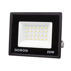 Прожектор светодиодный 20Вт, 1600лм, 6500K, черный,IP65 1271-0002