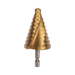 Сверло по металлу ступенчатое ТИТАН 9,0-36,0мм, 110мм, 65 HRC, Р6М5 TiN KRANZ KR-12-6614