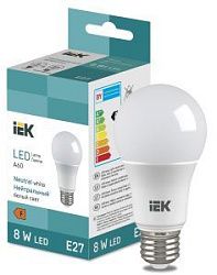 Лампа светодиодная Груша A60 8 Вт 710lm 4000K E27 IEK (ЭФ) LL-I-A60-8-230-40-E27