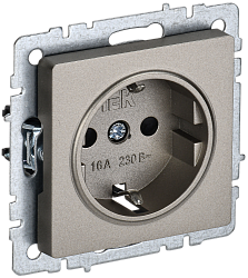 BRITE Розетка 1-местная с заземлением без защитных шторок 16А РС11-1-0-БрШ шампань IEK BR-R11-16-K37