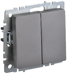 BRITE Выключатель 2-клавишный проходной 10А ВС10-2-6-БрС сталь IEK BR-V22-0-10-K46