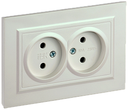 BRITE Розетка 2-местная без заземления без защитных шторок 10А в сборе РС12-2-БрЖ жемчуг IEK BR-R20-10-K36-F