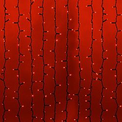 Гирлянда Светодиодный Дождь 2х1,5м, постоянное свечение, черный провод, 230 В, диоды КРАСНЫЕ (шнур п 235-122