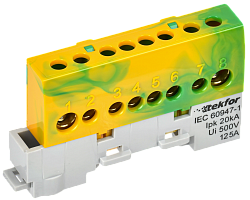 TEKFOR Шина PE "земля" изолированная на универсальном держателе 8х12-8-ЖЗ IEK TF-NN20-08-KL-K52