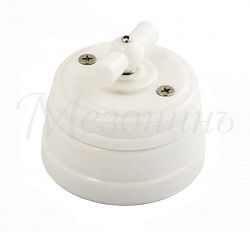 Выключатель ретро фарфоровый поворотный на два положения,для включения из 2-х мест(1-клавишный про GE70404-01