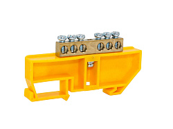 Шина PE "земля" на DIN-изоляторе ЖЕЛТЫЙ 6х9-6 AN0803-0013