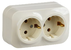 GLORY Розетка 2-местная для открытой установки с заземлением без защитных шторок 16А РС22-3-ХК кремовый IEK ERH21-K33-16