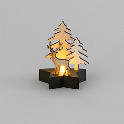 Деревянная фигурка с подсветкой Олень в лесу 9x8x10 см 504-042