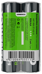Батарейка солевая R06/AA (2шт/пленка) GENERICA ABT-R06-ST-L02-G