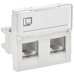 PRIMER РКИ-22-00-П-5 Розетка компьютерная RJ45 UTP кат.5E (2 модуля 2 входа) белая IEK PR-KK40D-RI-0-2-2C5EU-K01