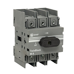 Рубильник 80A 3P c рукояткой управления для прямой установки TwinBlock EKF tb-80-3p-f