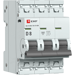 Авт. выкл. 3P 8А (D) 6кА ВА 47-63N EKF PROxima M636308D