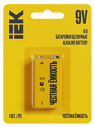 Батарейка щелочная Alkaline 6LR61 9V (1шт/блистер) IEK ABT-6LR619V-OP-L01