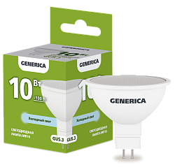 Лампа светодиодная MR16 софит 10Вт 230В 6500К GU5.3 GENERICA LL-MR16-10-230-65-GU5-G