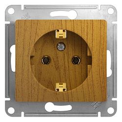 Розетка 1-м СП Glossa 16А IP20 с заземл. механизм дерево дуб SE GSL000543 288559