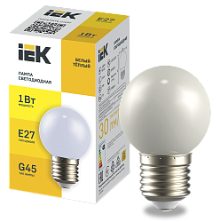 LIGHTING Лампа светодиодная декоративная G45 шар 1Вт 230В теплый белый E27 IEK LLE-G45-1-230-WW-E27