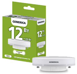 Лампа светодиодная T80 таблетка 12Вт 230В 4000К GX53 GENERICA LL-T80-12-230-40-GX53-G