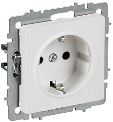 BRITE Розетка 1-местная с заземлением без защитных шторок 16А РС11-1-0-БрАБ арктический белый IEK BR-R11-16-K91