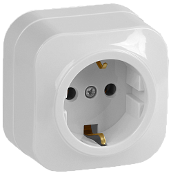 GLORY Розетка 1-местная для открытой установки с заземлением без защитных шторок 16А РС20-3-ХБ белый IEK ERH11-K01-16