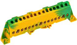 TEKFOR Шина PE "земля" в комбинированном DIN-изоляторе "Стойка" 8х12-15-ЖЗ IEK TF-NN20-15-DP-K52