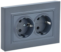 BRITE Розетка 2-местная с заземлением без защитных шторок 16А в сборе РС12-3-БрМ маренго IEK BR-R21-16-K35-F