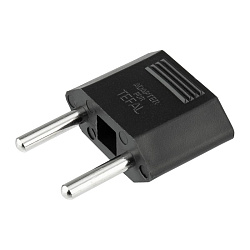 Адаптер сетевой (переходник) с Евро А/F на тонкую вилку С1 плоский «Тефаль» 6А б/з черный REXANT (блистер 1шт/уп.) 11-1042-01