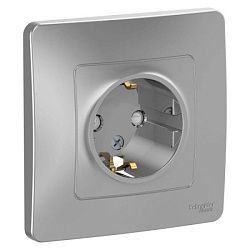 Розетка 1-м СП Blanca 16А IP20 250В с заземл. защ. шторки алюм. SE BLNRS001113 1210330