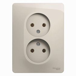 Розетка 2-м СП Glossa 16А IP20 250В без заземл. в сборе молоч. SE GSL000920 454460