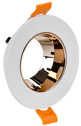 LIGHTING Светильник 4106 встраиваемый поворотный под лампу GU10 белый/золото пластик IEK LT-UVB0-4106-GU10-1-K22