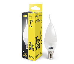 Лампа светодиодная CB35 свеча на ветру 7Вт 230В 4000К E14 IEK LLE-CB35-7-230-40-E14