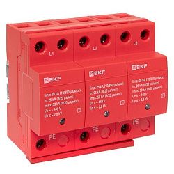 УЗИП Класс 1 Iimp 25kA (10/350μs) 3P EKF spd-t1-3p