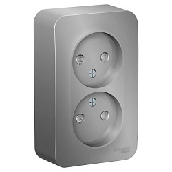 Розетка 2-м ОП Blanca 16А IP20 250В без заземл. защ. шторки с изолир. пластиной алюм. SE BLNRA001213 1210554