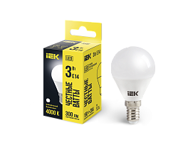 Лампа светодиодная G45 шар 3Вт 230В 4000К E14 IEK LLE-G45-3-230-40-E14