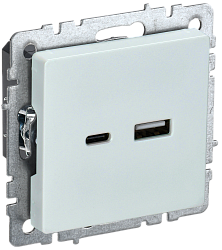 BRITE Розетка USB A+C 18Вт РЮ11-1-БрЖ жемчуг IEK BR-U22-018-K36